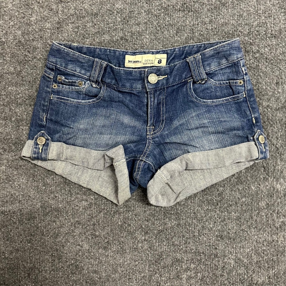 Just Jeans Shorts Womens Size 8 Blue Denim Cuffed Low Rise Casual Summer Pocket
